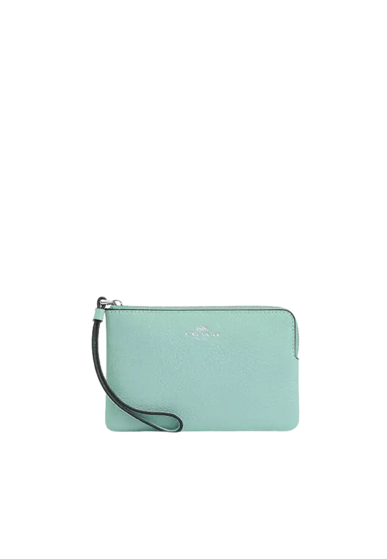 Coach Corner Zip Wristlet In Faded Blue CP483