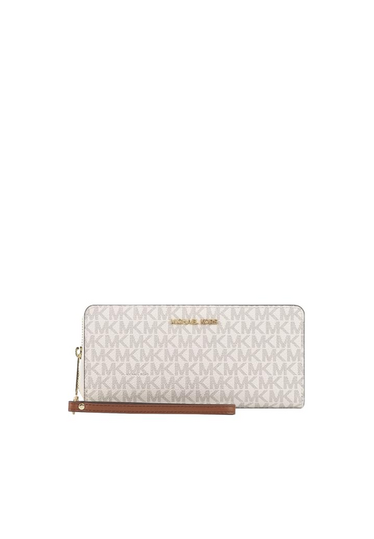 Michael Kors Large Signature Jet Set Travel 35F8GTVT3B Continental Wallet In Vanilla