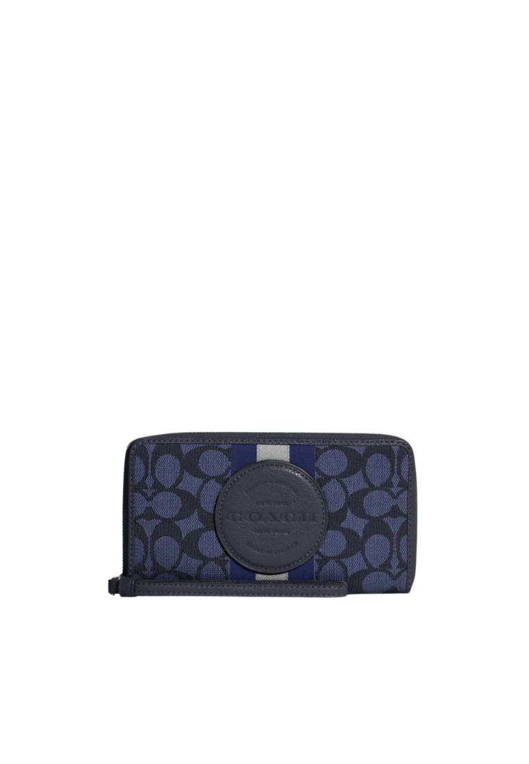 Coach Dempsey Phone Wallet Signature Jacquard In Denim Multi C9073