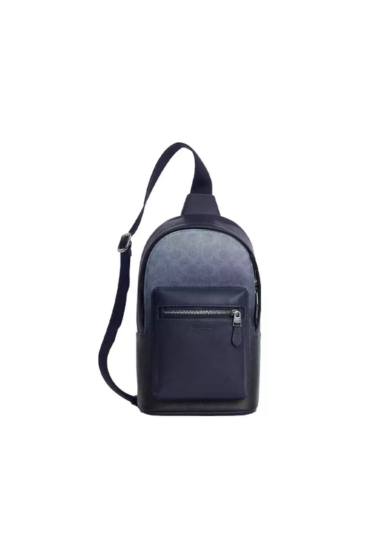Coach West Pack Crossbody Bag In Ombre Signature Canvas In Silver Blue CDX98