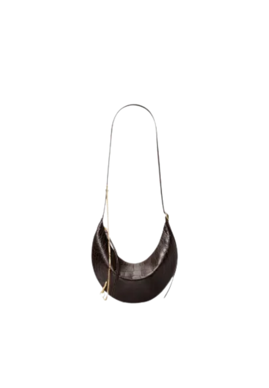 ( PREORDER ) Tory Burch Pierced Croc-Embossed Crossbody Bag In Coco 183365