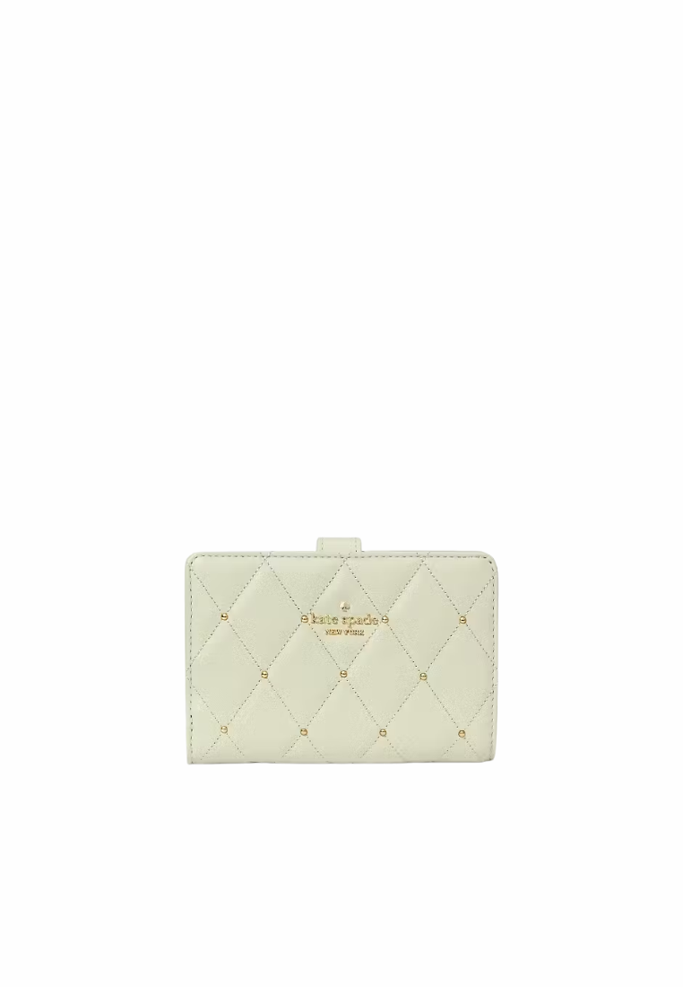 Kate Spade Carey Quilted Studded Medium Bifold Wallet In Sage KL821
