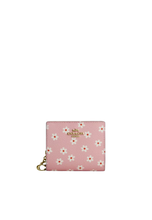 Coach Snap Wallet With Floral Print In Pink Multicolor CFE05