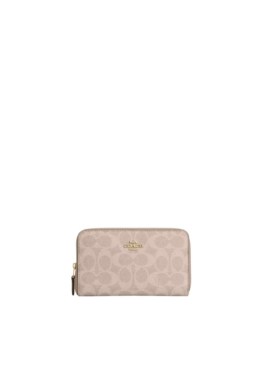 Coach Medium ID Zip Wallet Signature In Sand Chalk CW781