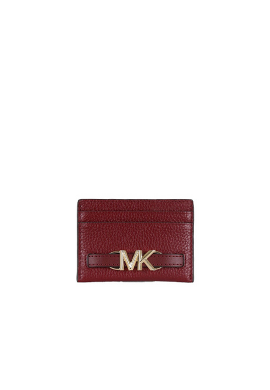Michael Kors Reed Logo Card Case Pebbled Leather In Dark Cherry 35S3G6RD3L