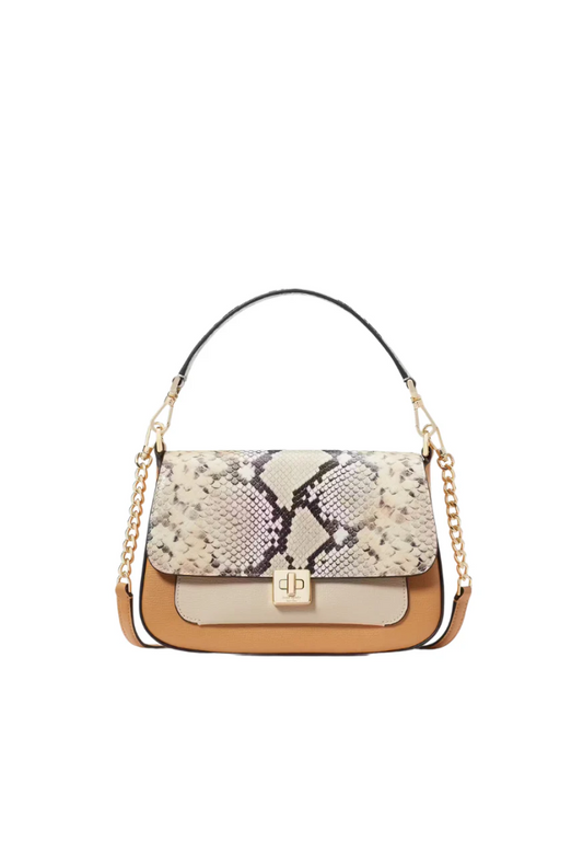 Kate Spade Phoebe Snake Embossed Flap Crossbody Bag In Tiramisu KF550