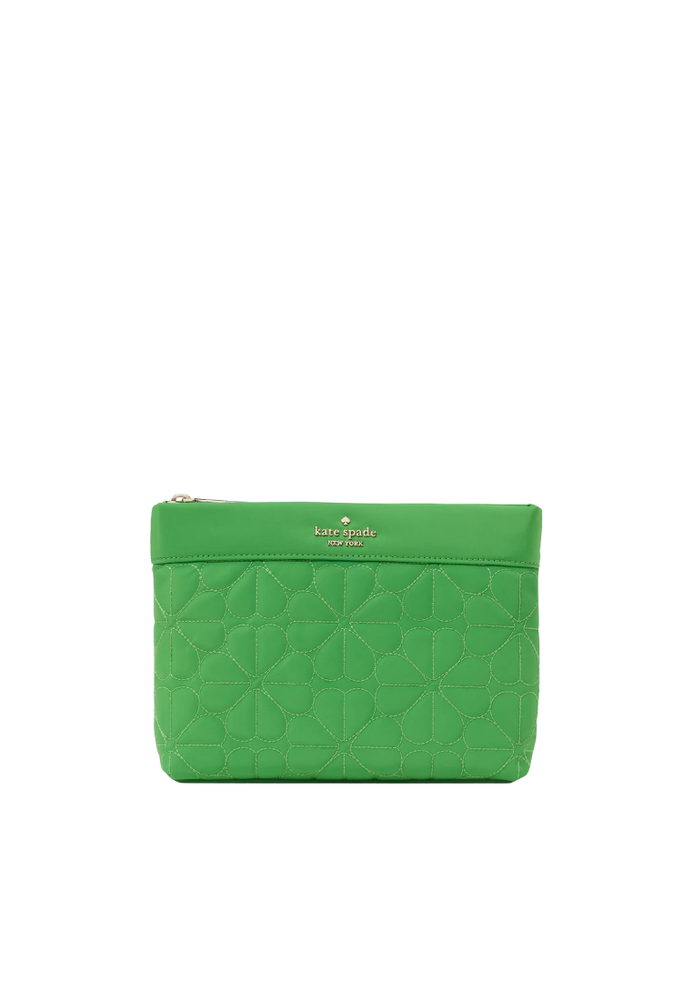 Kate Spade Spade Flower Pouch Cosmetic Quilted In Ks Green KK254