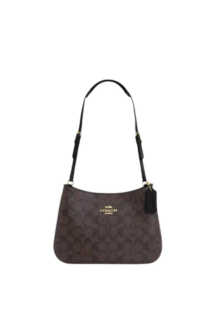 Coach Penelope Shoulder Bag Signature Canvas In Brown Black CO953