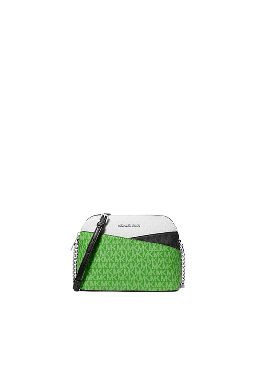 Michael Kors Jet Set Travel Crossbody Bag Color-Block Signature Logo In Jungle Green Multi 35S5Stvc6B