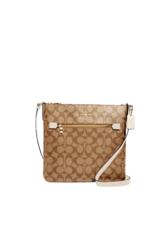 Coach Signature Rowan File C1554 Crossbody Bag In Khaki Chalk