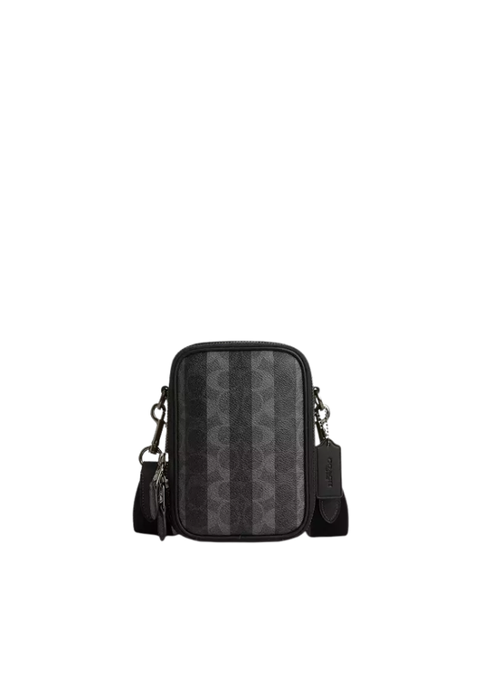 Coach Stanton Stripe Crossbody Bag In Black Grey CEB29