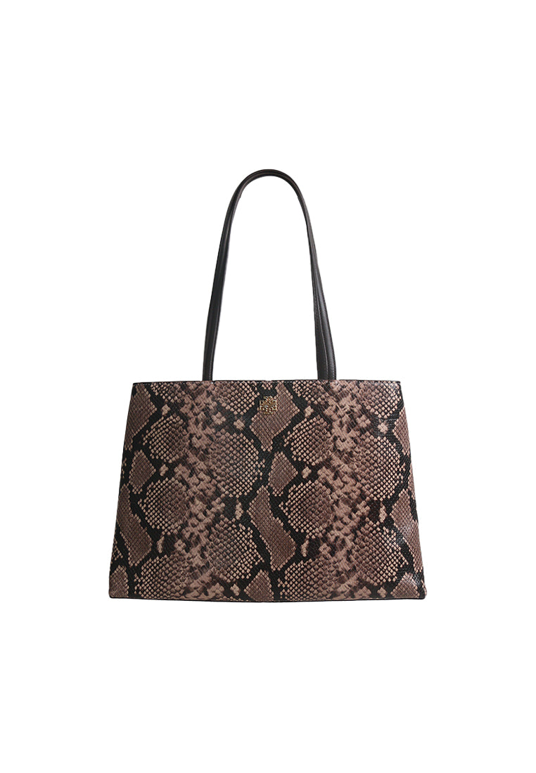 Tory Burch Britten Snake Embossed Tote Bag In Shell Pink 162841