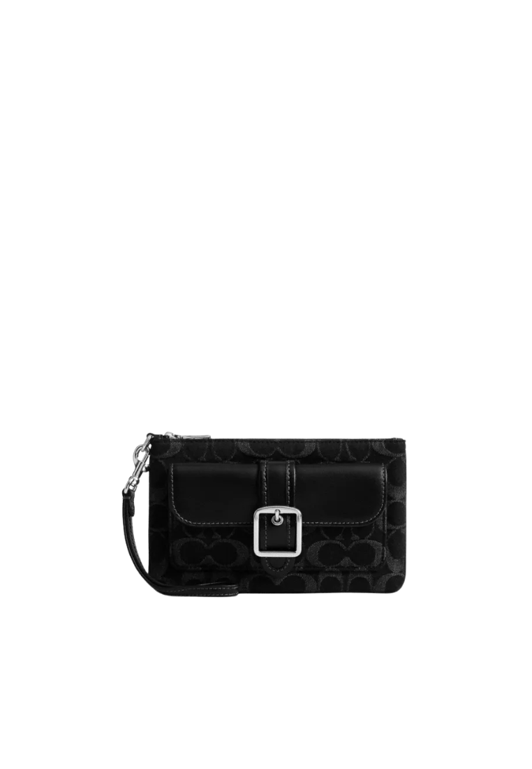 Coach Ashton Wristlet In Signature Jacquard Denim In Black CEF57
