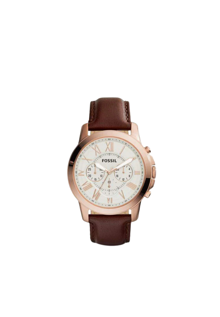 ( AS IS ) Fossil Grant Chronograph FS4991 Brown Leather Watch