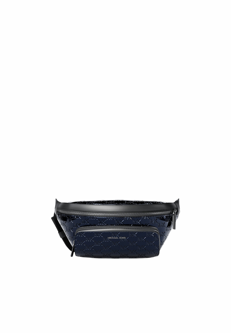 Michael Kors Cooper Medium Metallic Logo Debossed Utility Sling Bag In Navy Blue Marine 37F5LCOY9O