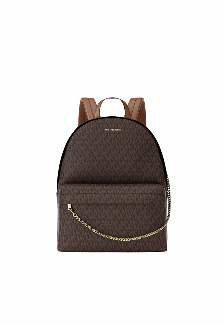 Michael Kors Slater Large Backpack Signature Logo In Brown 35F5G04B3B