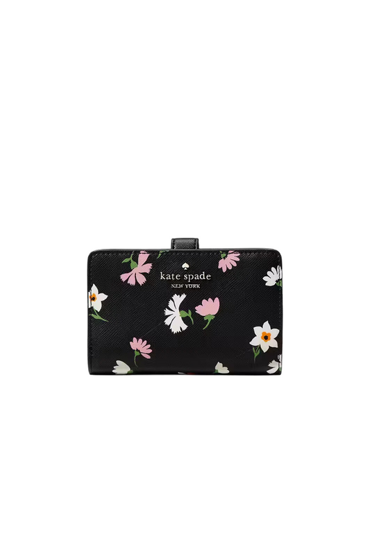 Kate Spade Madison Floral Waltz Medium Wallet In Black Multi KF479