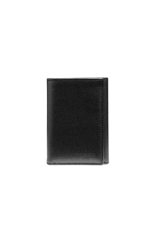 Coach Trifold Wallet Sportcalf Leather In Black 23845