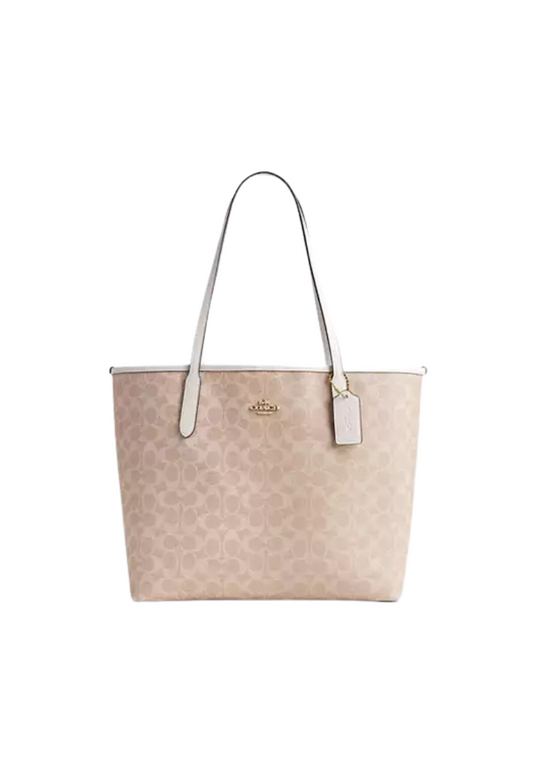Coach City Tote Bag Signature Canvas In Sand Chalk CV976