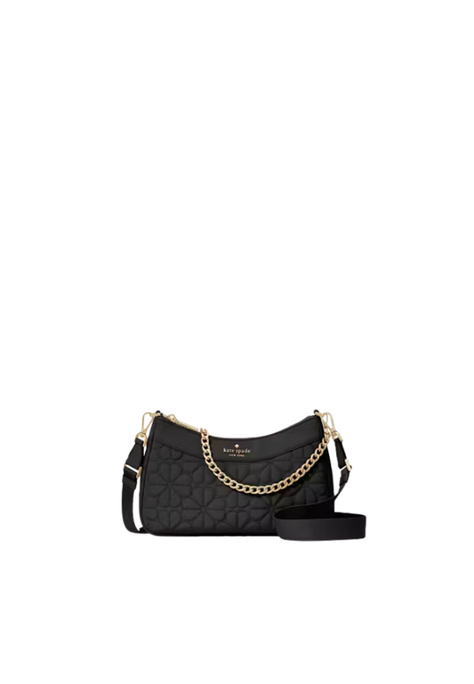 Kate Spade Spade Flower Quilted Fabric Convertible Crossbody Bag In Black KK077