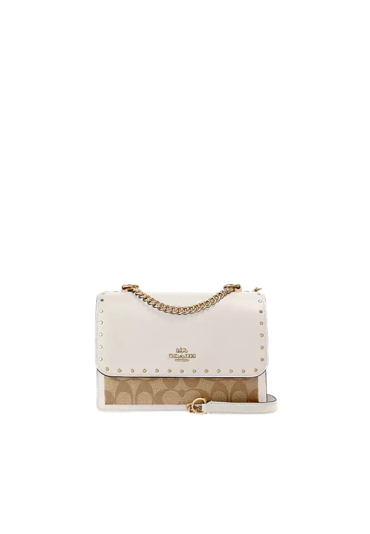 Coach Signature Klare 90400 Crossbody Bag With Rivets In Light Khaki Multi
