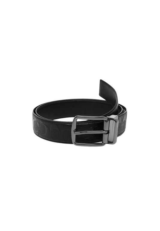 Coach Men Wide Harness F55157 Cut-To-Size Reversible Signature Leather Belt In Black