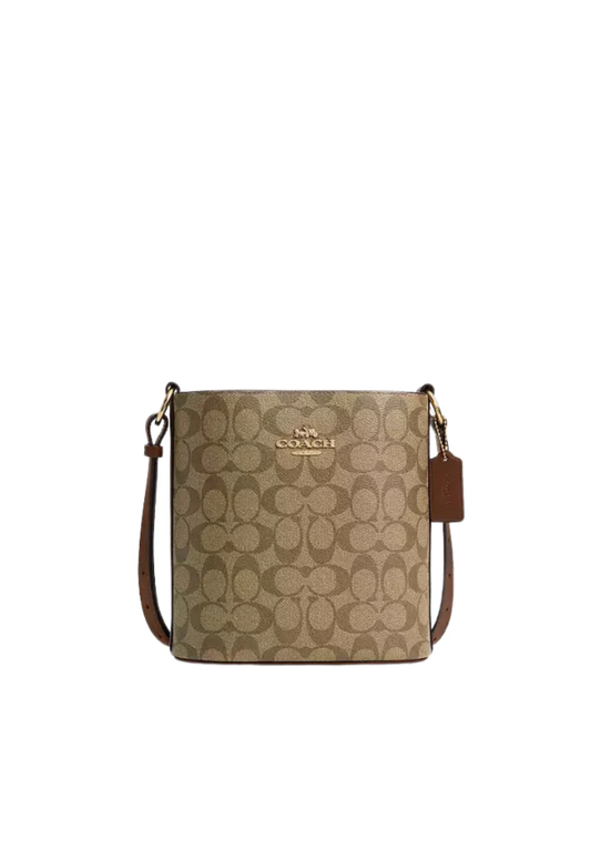 Coach Sophie Bucket Bag In Signature Canvas In Khaki Saddle CR154