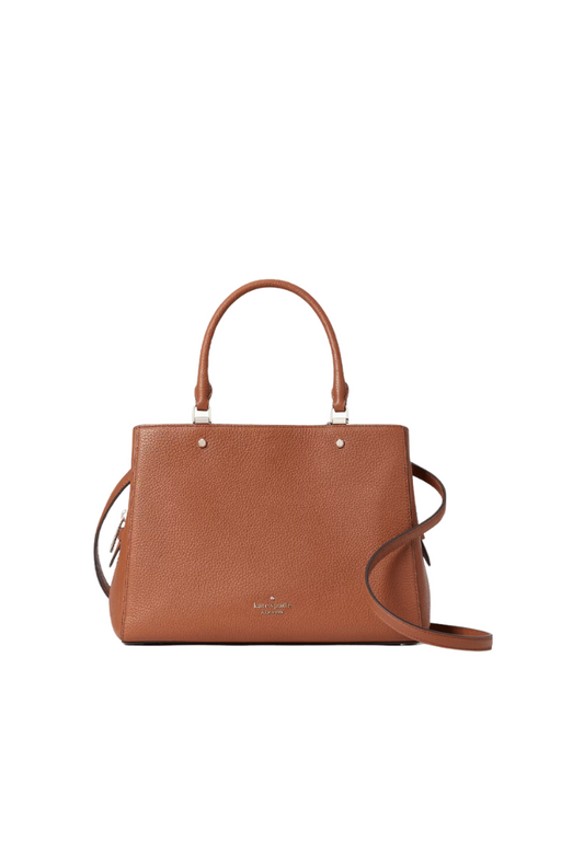 ( AS IS ) Kate Spade Medium Leila WKR00335 Triple Compartment Satchel Bag In Warmginger Bread