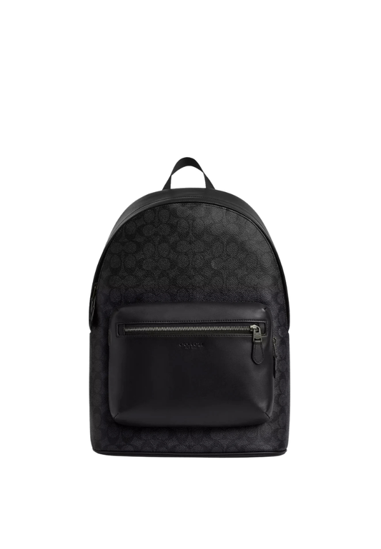 Coach West Signature Canvas Backpack In Charcoal Black CV925