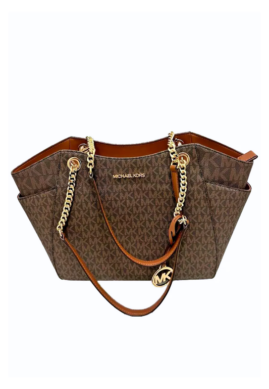 Michael Kors Pratt Large Chain Handbag Tote Bag In Brown 35S4GTVT3B
