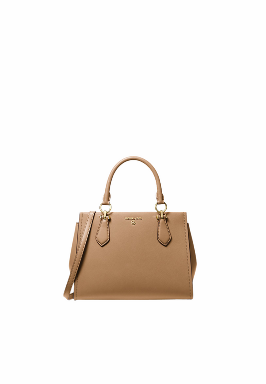Michael Kors Marilyn Medium Satchel Bag Saffiano Leather In Luggage 35F5G6AS2L