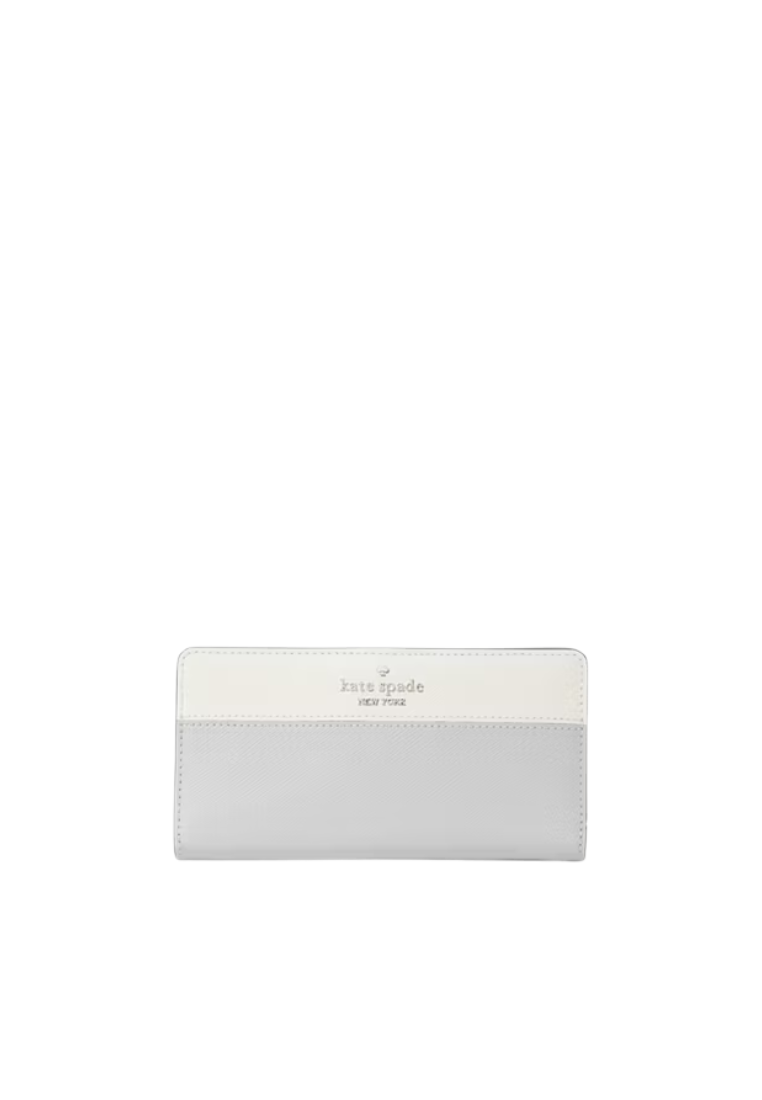 Kate Spade Madison Colorblock Slim Billfold Wallet In Platinum Grey KC510