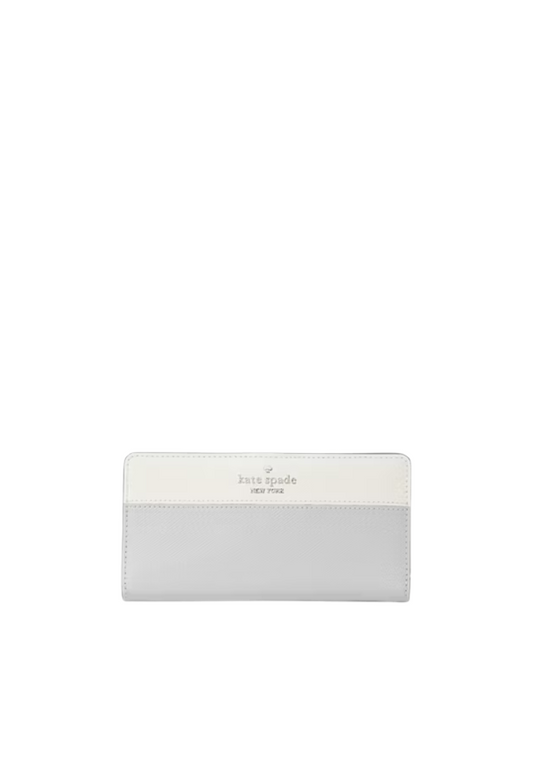 Kate Spade Madison Colorblock Slim Bifold Wallet In Platinum Grey KC510