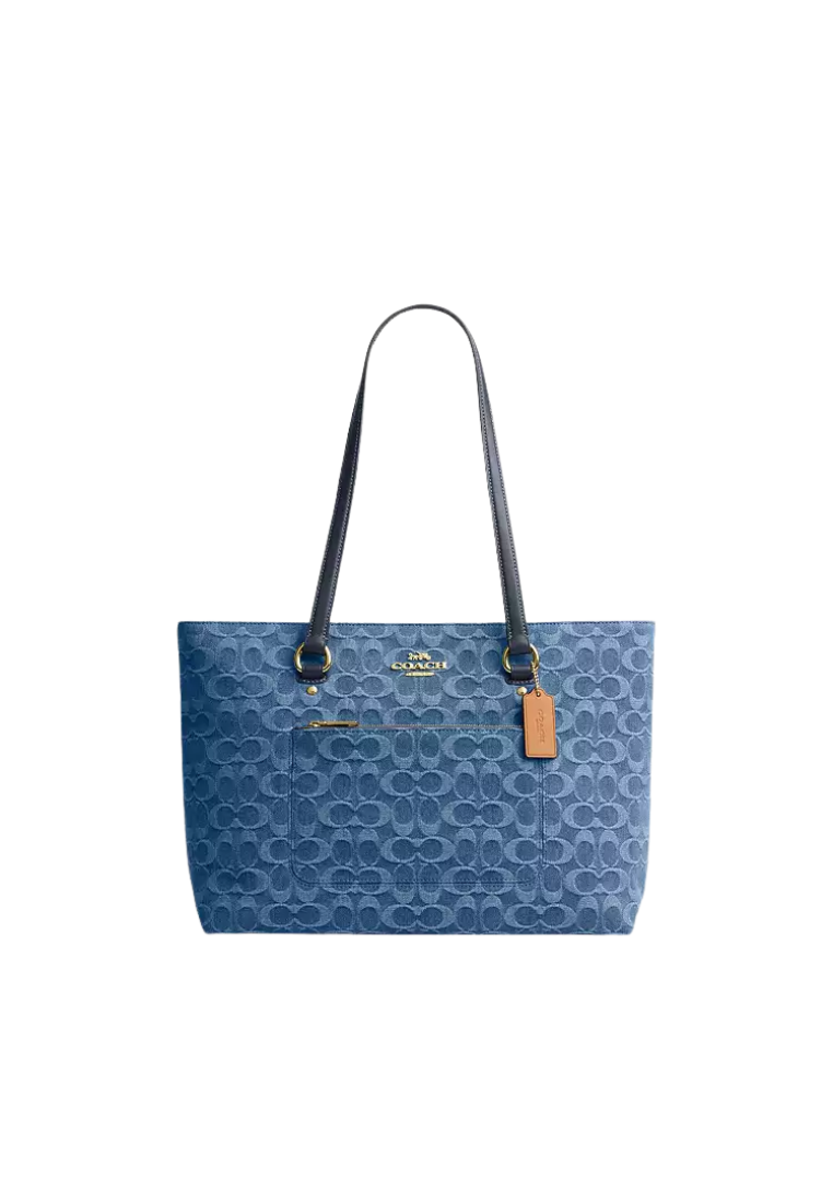 Coach Station Tote Bag In Signature Denim In Indigo CDB88