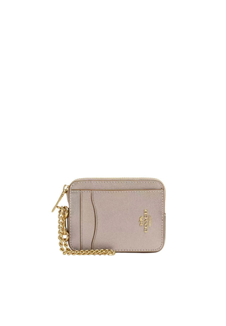 Coach Zip Card Case Wristlet In Light Champagne CW890