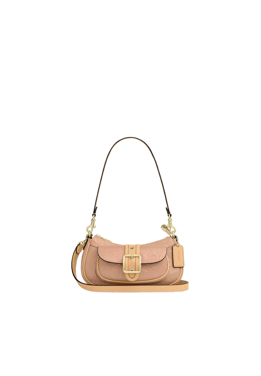 Coach Ashton Mini Shoulder Bag Signature Patent Leather In Faded Blush CEN11