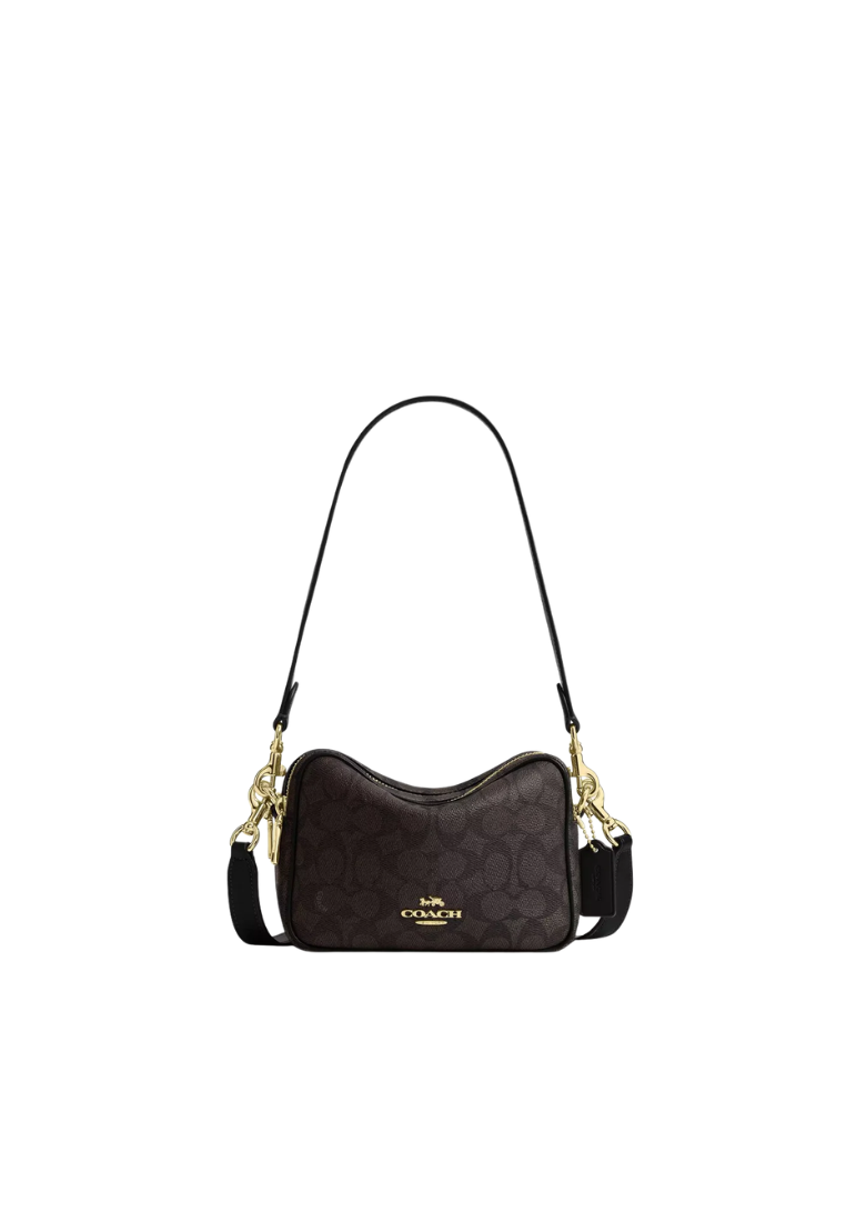 Coach Mini Carey Crossbody Bag In Signature Canvas In Walnut Black CEK69