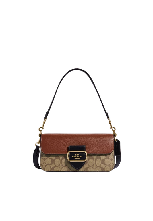 Coach Morgan CE560 Shoulder Bag In Colorblock Signature Canvas In Khaki Multi