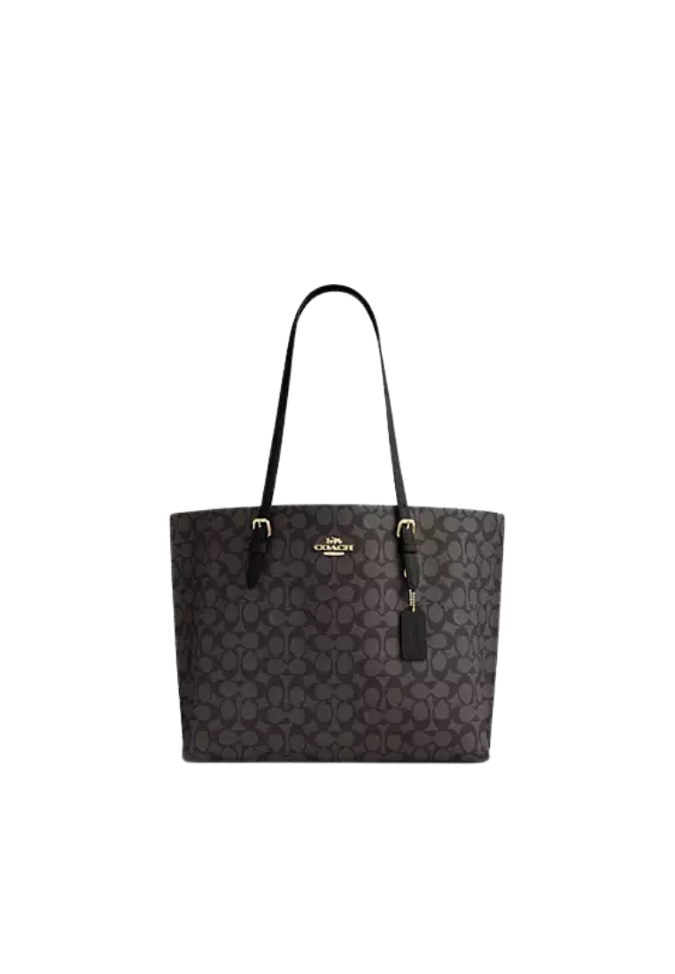 Coach Mollie In Signature Canvas Tote Bag In Walnut Black CV967