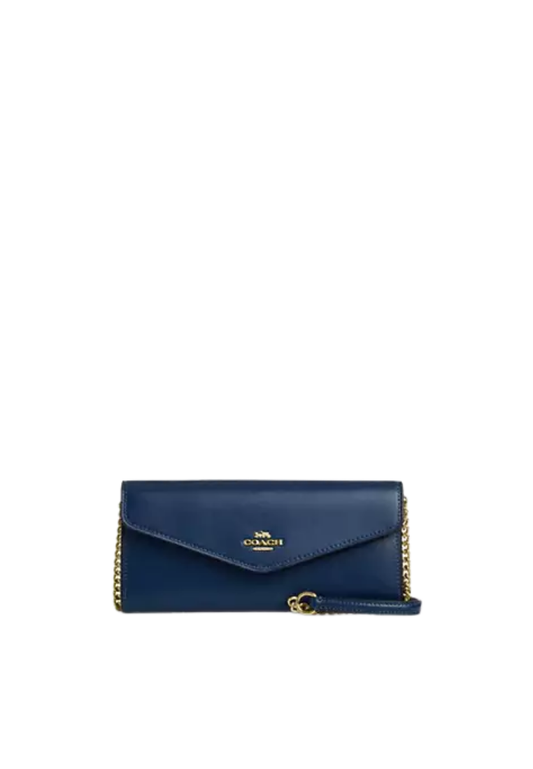 ( PREORDER ) Coach Klare With Chain Wallet In Deep Blue CBI22