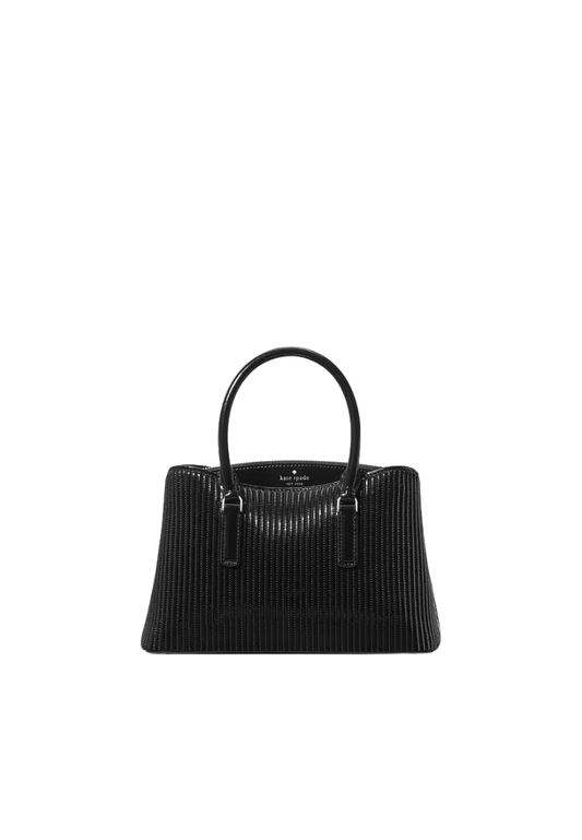 Kate Spade Thompson Street Shiny Quilted Small Satchel Bag In Black KP176