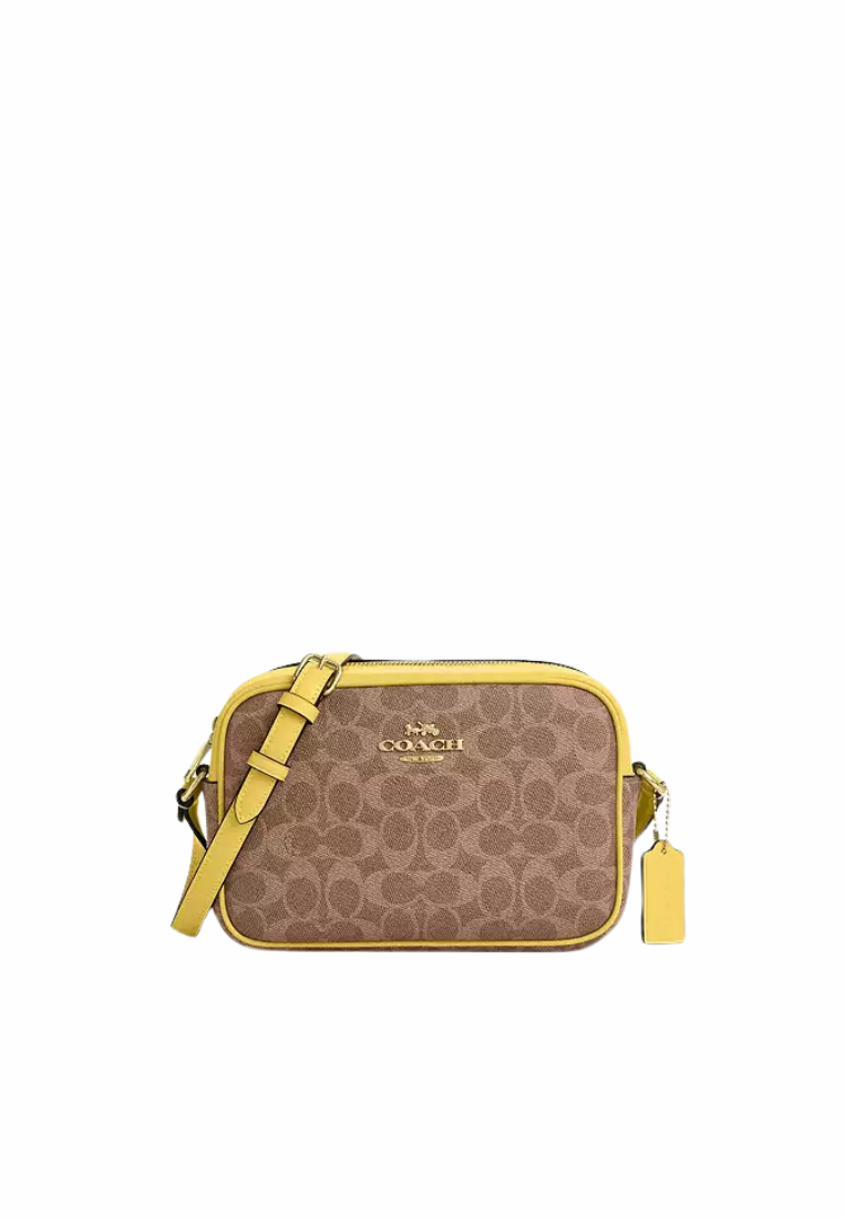 Coach Jamie Camera Bag Signature Canvas In Tan Yellow CZ186
