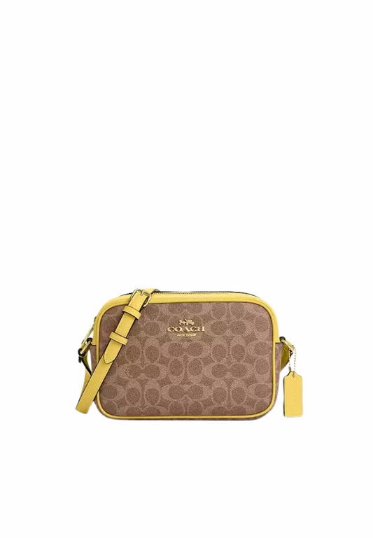 Coach Jamie Camera Bag Signature Canvas In Tan Yellow CZ186