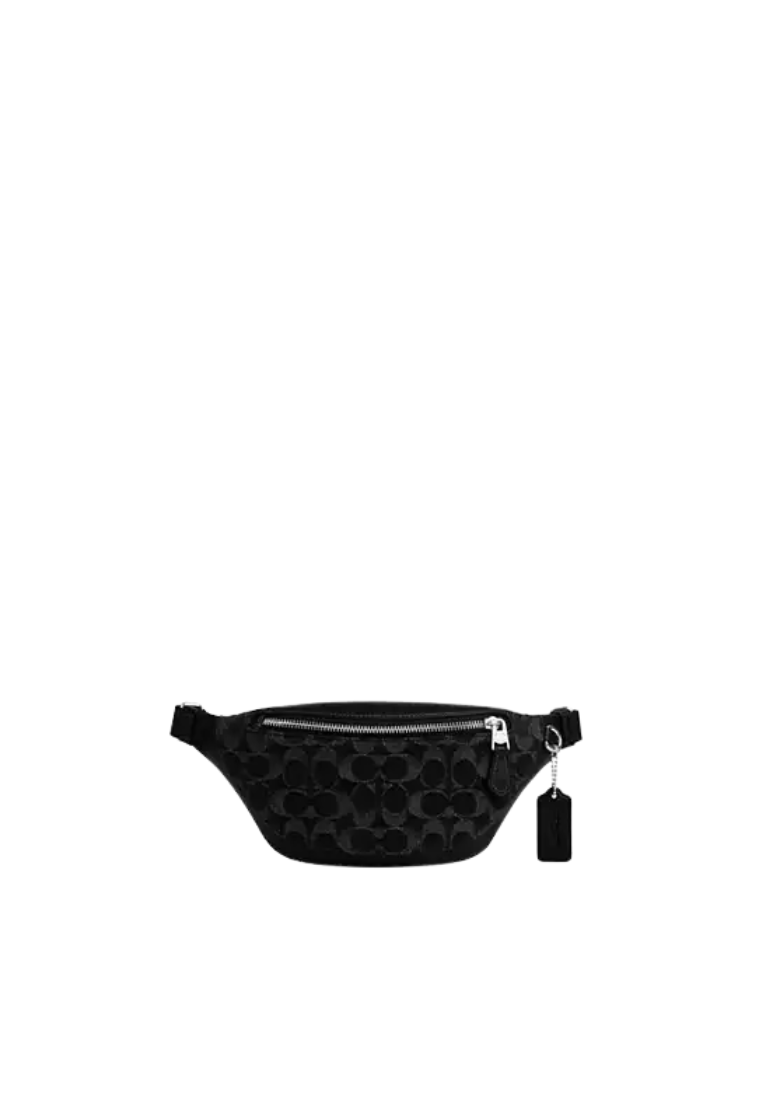 Coach Warren Mini Belt Bag Signature Denim In Black CAJ43