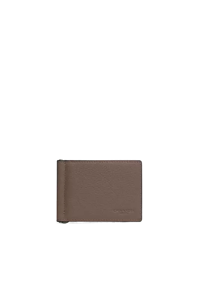 Coach Slim Wallet Money Clip Billfold In Dark Stone CH090