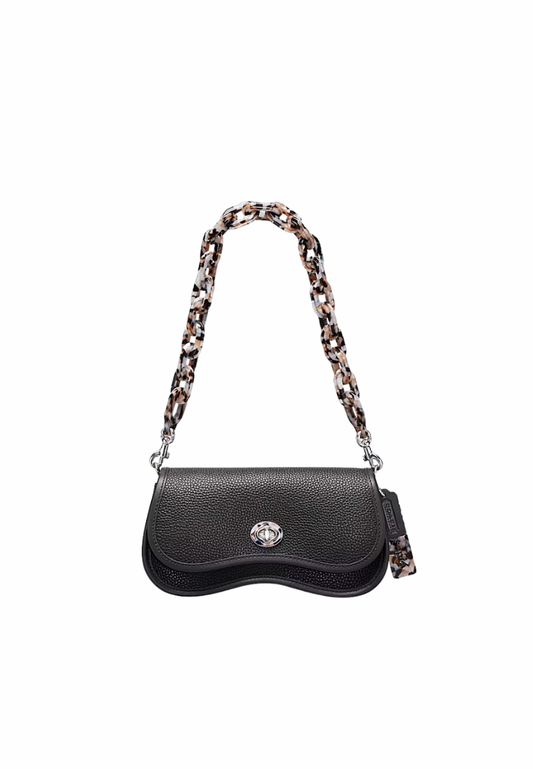 Coach Wavy Dinky Shoulder Bag in Coachtopia Leather In Black CK113