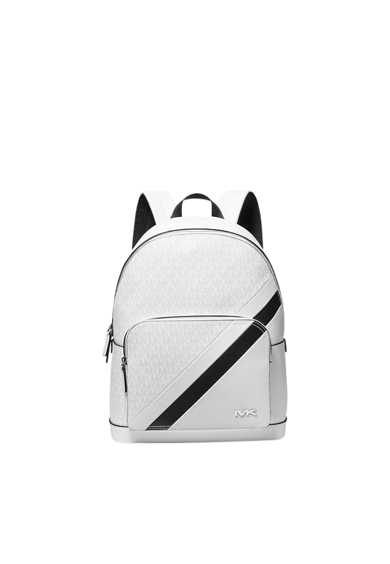 Michael Kors Cooper Logo and Stripped Backpack In White Black 37F3COLB2U