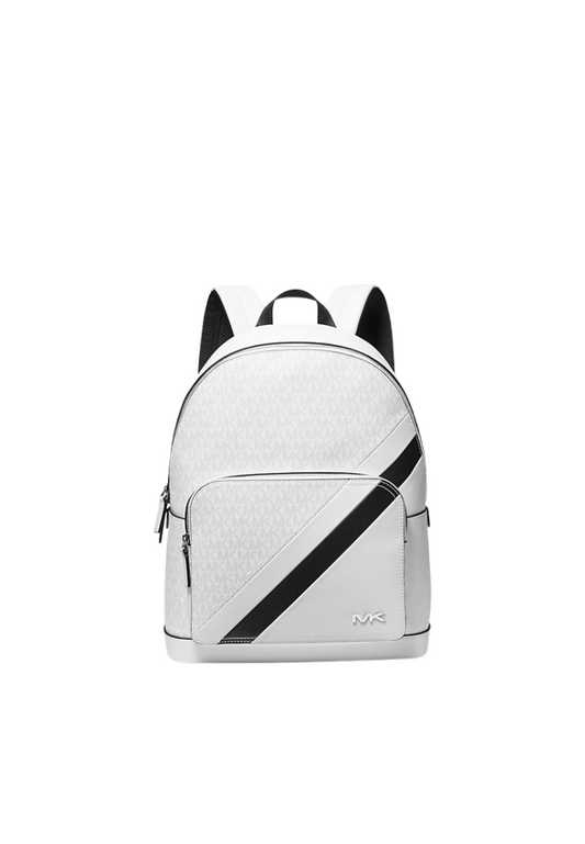 Michael Kors Cooper Logo and Stripped Backpack In White Black 37F3COLB2U