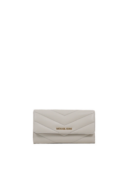 Michael Kors Jet Set Travel Soft Quilted Leather Large Trifold Wallet In Light Cream 35R4GTVF9V