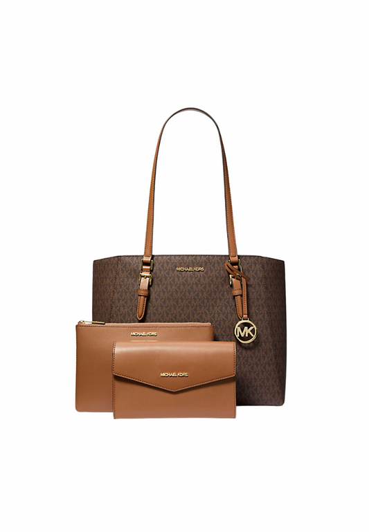 Michael Kors Charlotte Large 3-In-1 Tote Bag Signature Logo In Brown 35F3GCFT9T